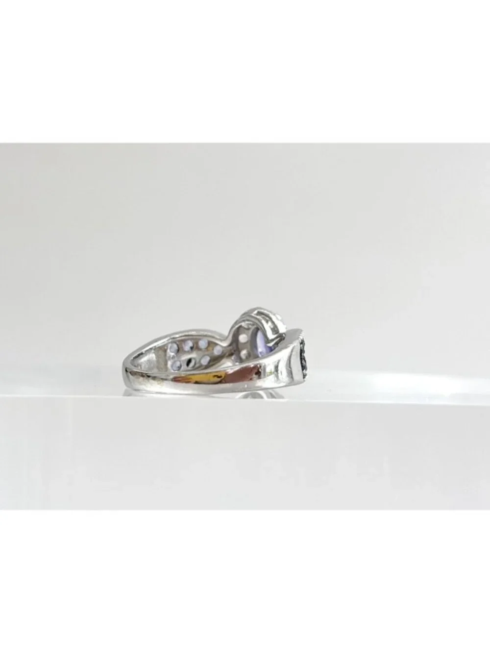 Tanzanite Gemstone Oval Cut Halo Style Sterling Silver 925 Vintage Ring - sz 8